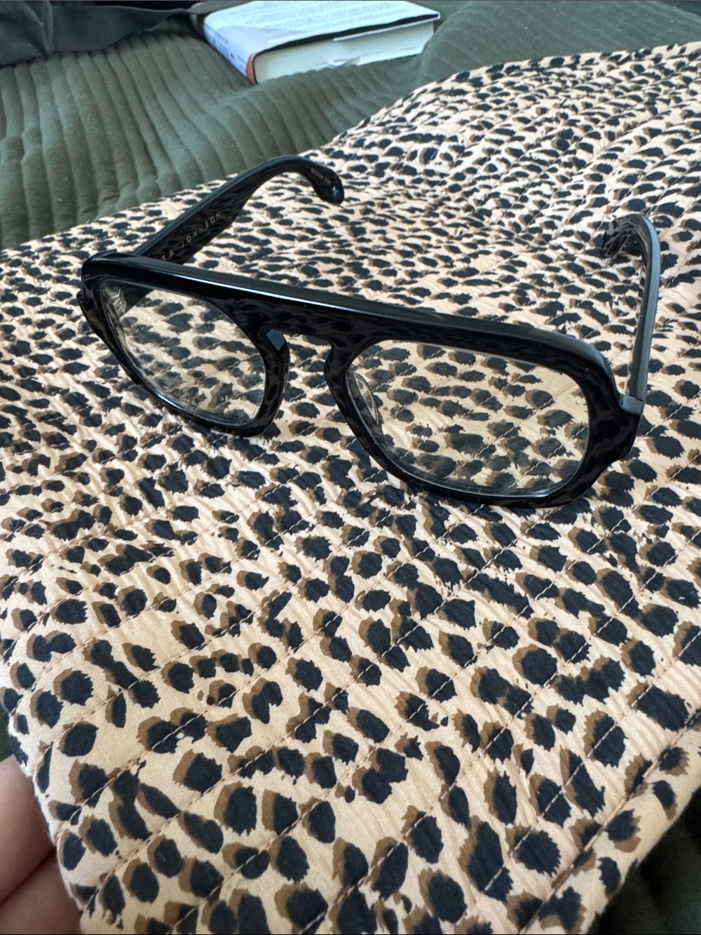 Elisa Johnson Jane Black Rectangular Eyeglasses - Clear Lenses
